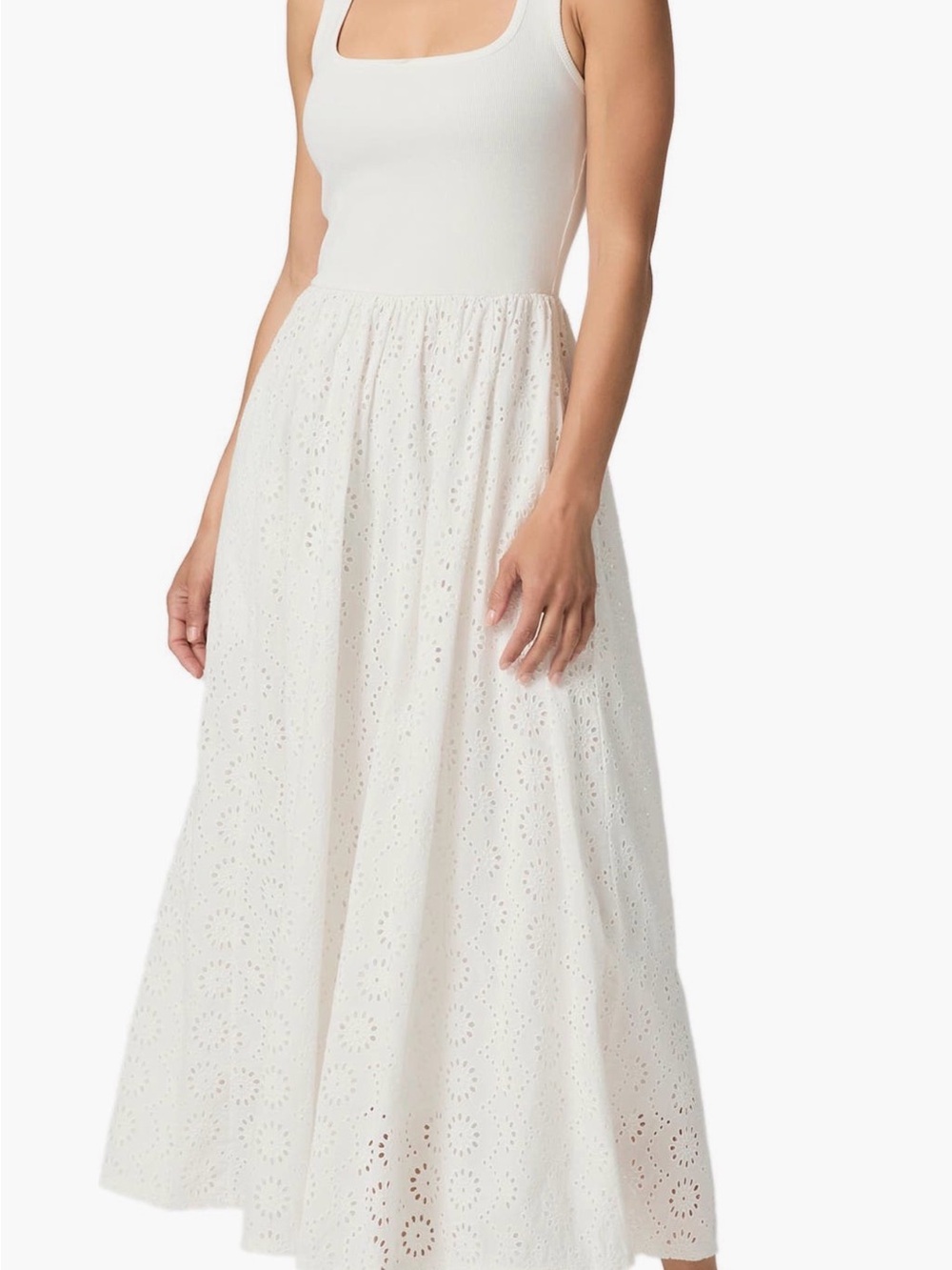 PAIGE White Eyelet Tank Maxi Dress